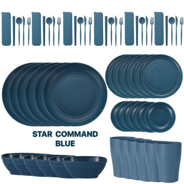 36pcs eco-friendly plates blue