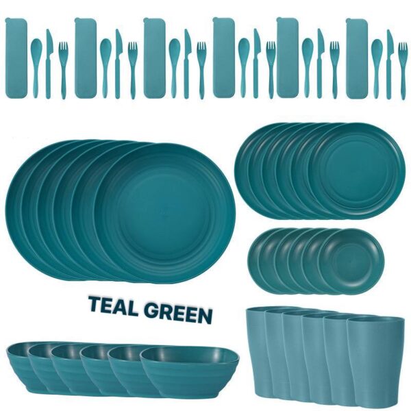 36pcs eco-friendly plates teel green