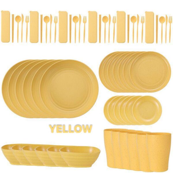 36pcs eco-friendly plates yellow