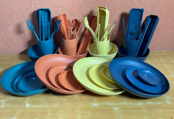 24pcs multi coloured eco-friendly serving plates