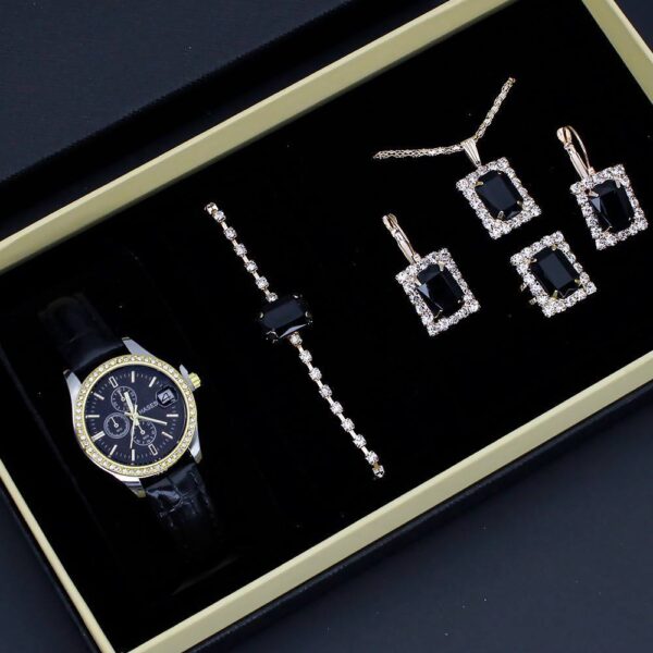 5pcs Hasesg Liuxury Jewelry Set black