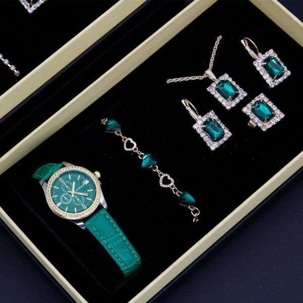 5pcs Hasesg Liuxury Jewelry Set green