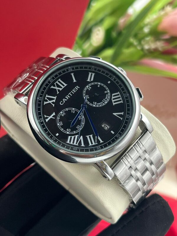 Cartier Chronography Luxury Watch Silver band