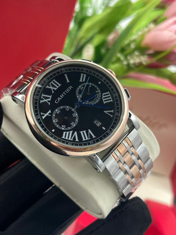 Cartier Chronography Luxury Watch Black dial silver-gold band