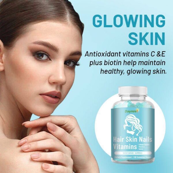 Vitamins C and E Plus Biotin Dietary Gummies glowing skin
