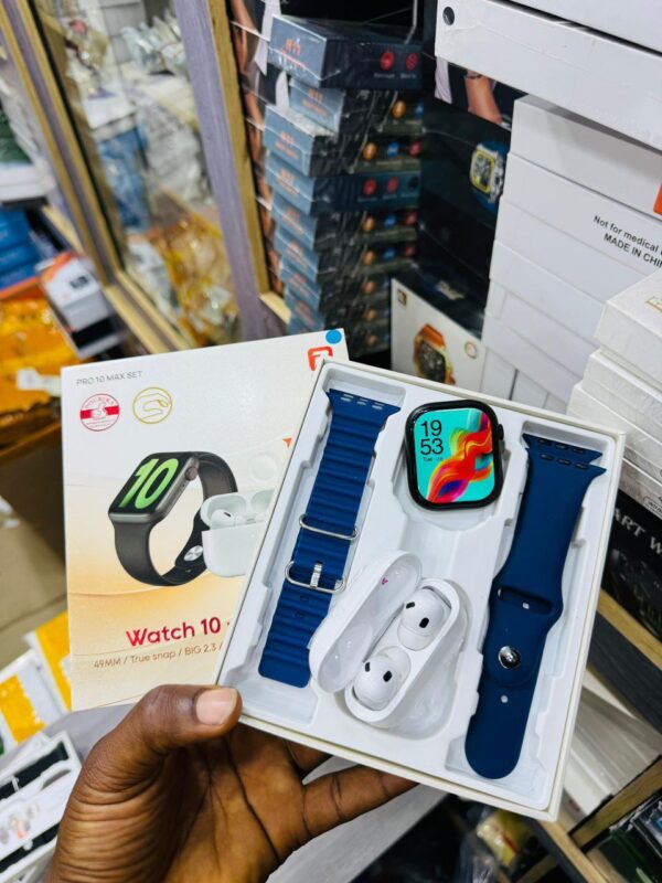 Pro 10 Max Smartwatch And Airpod Set blue