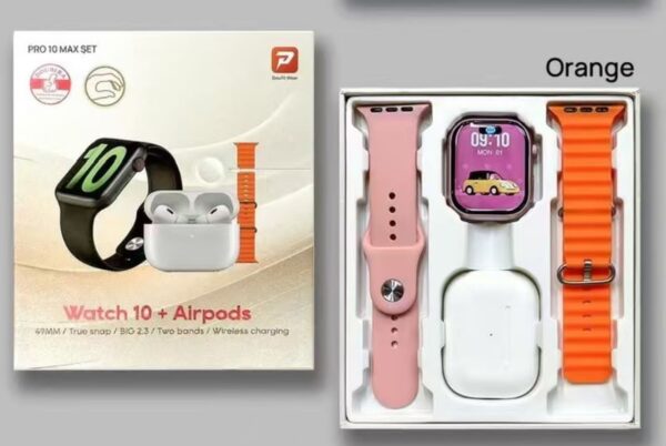 Pro 10 Max Smartwatch And Airpod Set orange